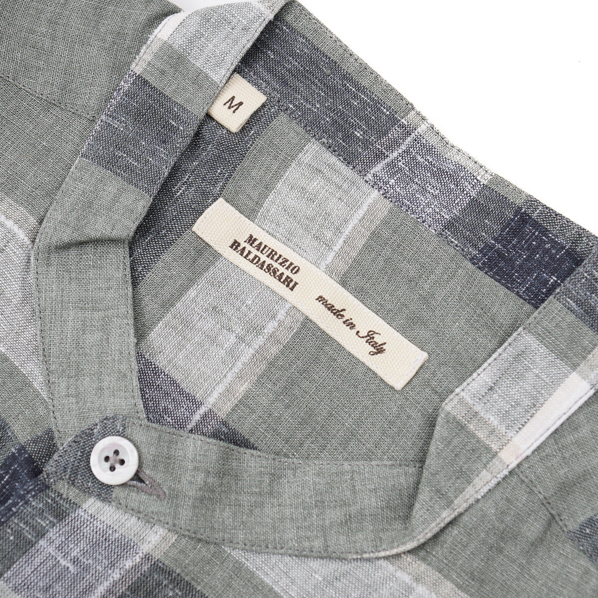 Maurizio Baldassari Band Collar Linen Shirt