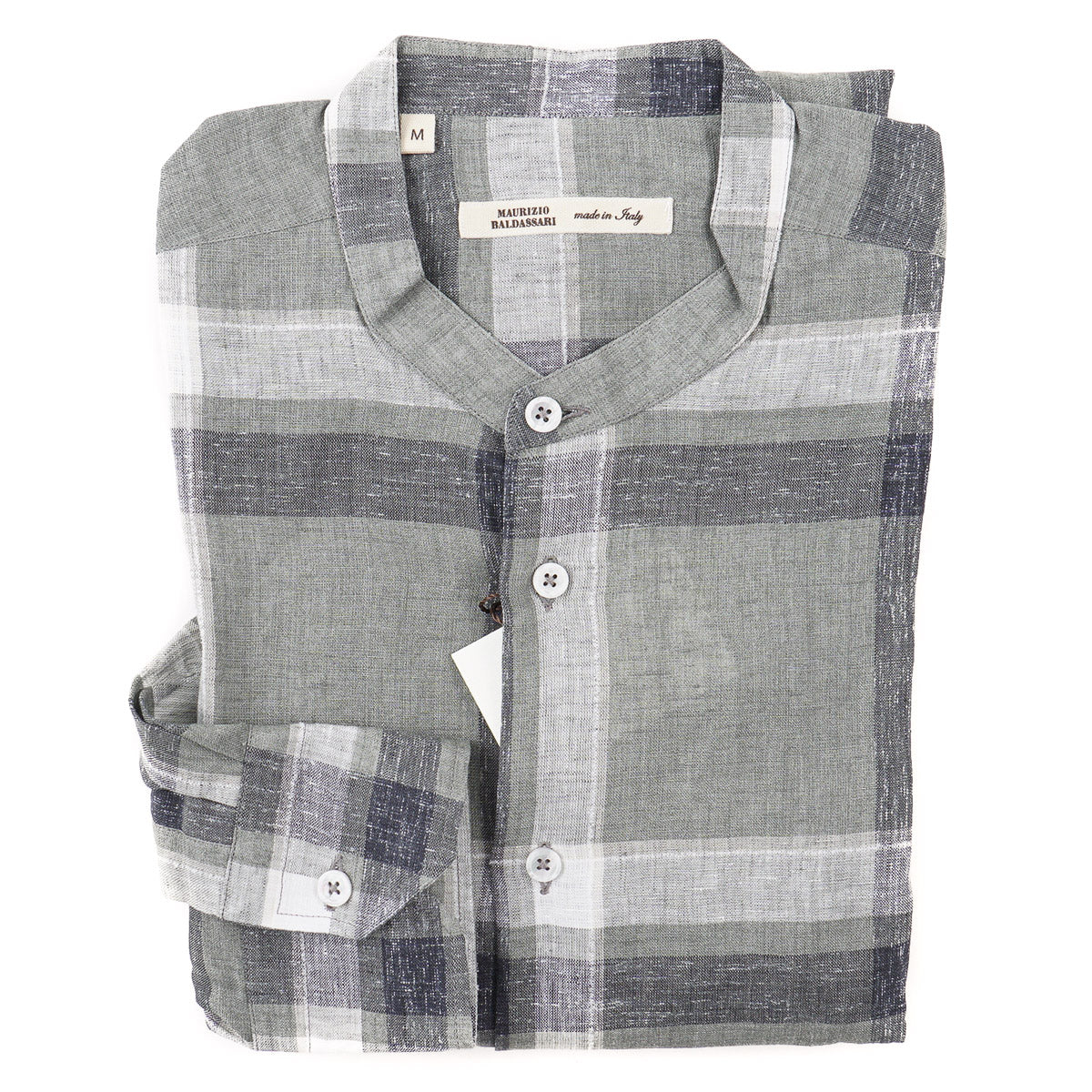 Maurizio Baldassari Band Collar Linen Shirt
