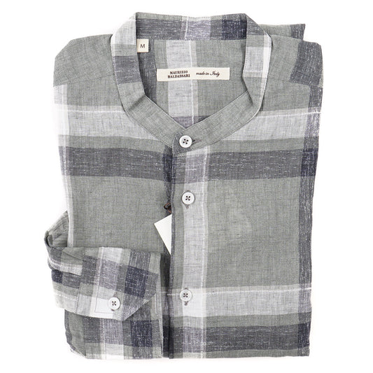 Maurizio Baldassari Band Collar Linen Shirt