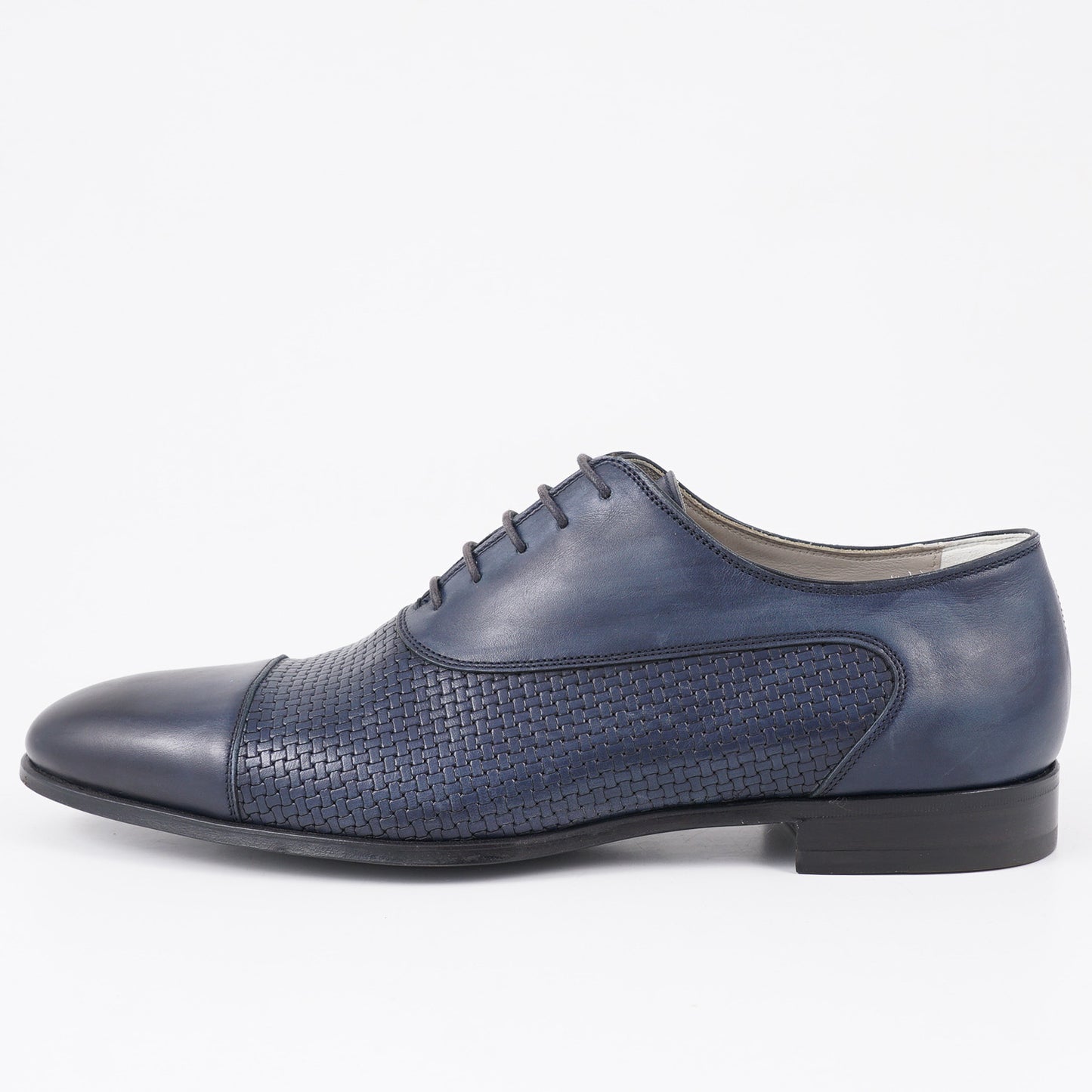 Kiton Navy Blue Woven Leather Oxford - Top Shelf Apparel