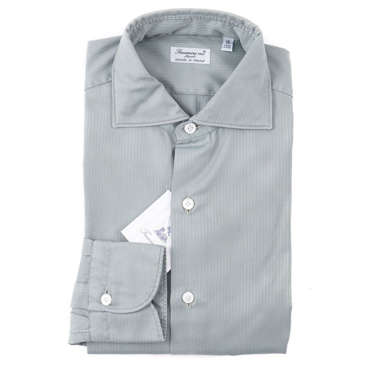 Finamore Herringbone Cotton Dress Shirt - Top Shelf Apparel