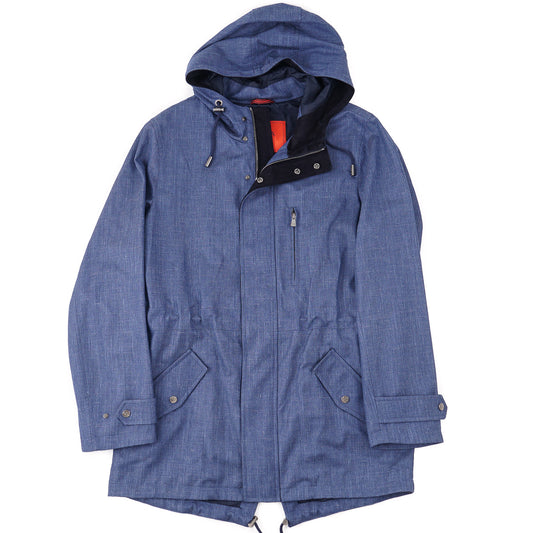 Isaia Wool-Silk-Linen Hooded Parka