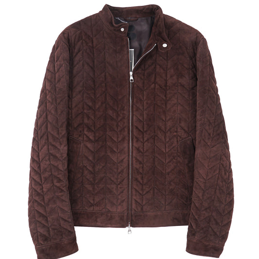 Brett Johnson Quilted Suede Bomber Jacket