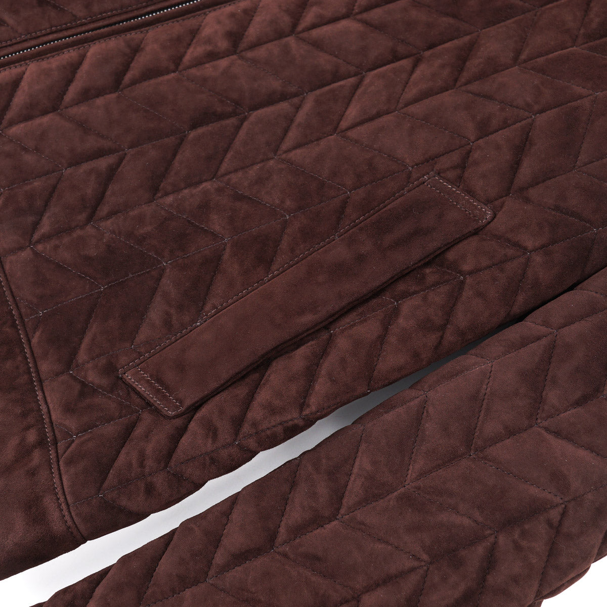 Brett Johnson Quilted Suede Bomber Jacket