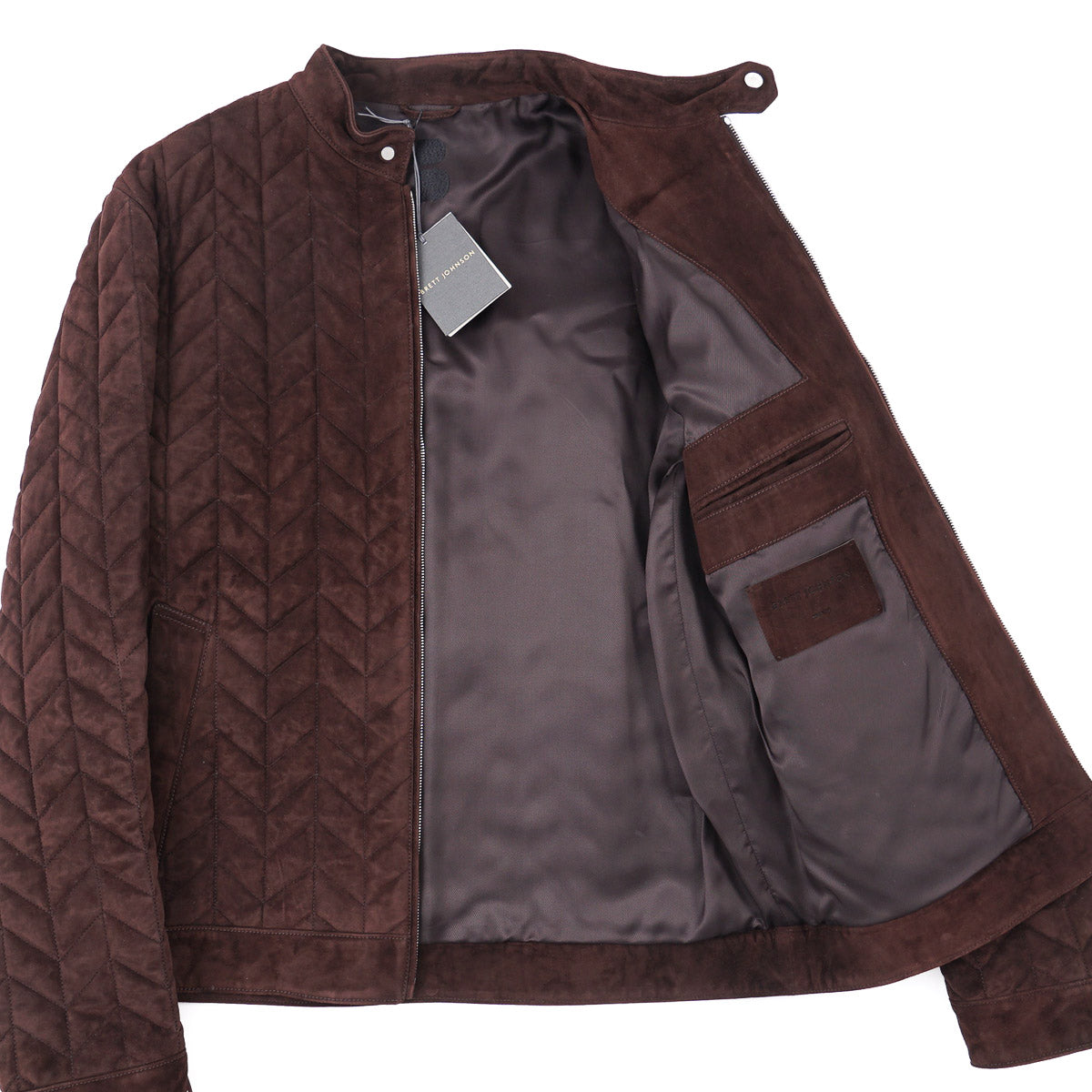 Brett Johnson Quilted Suede Bomber Jacket