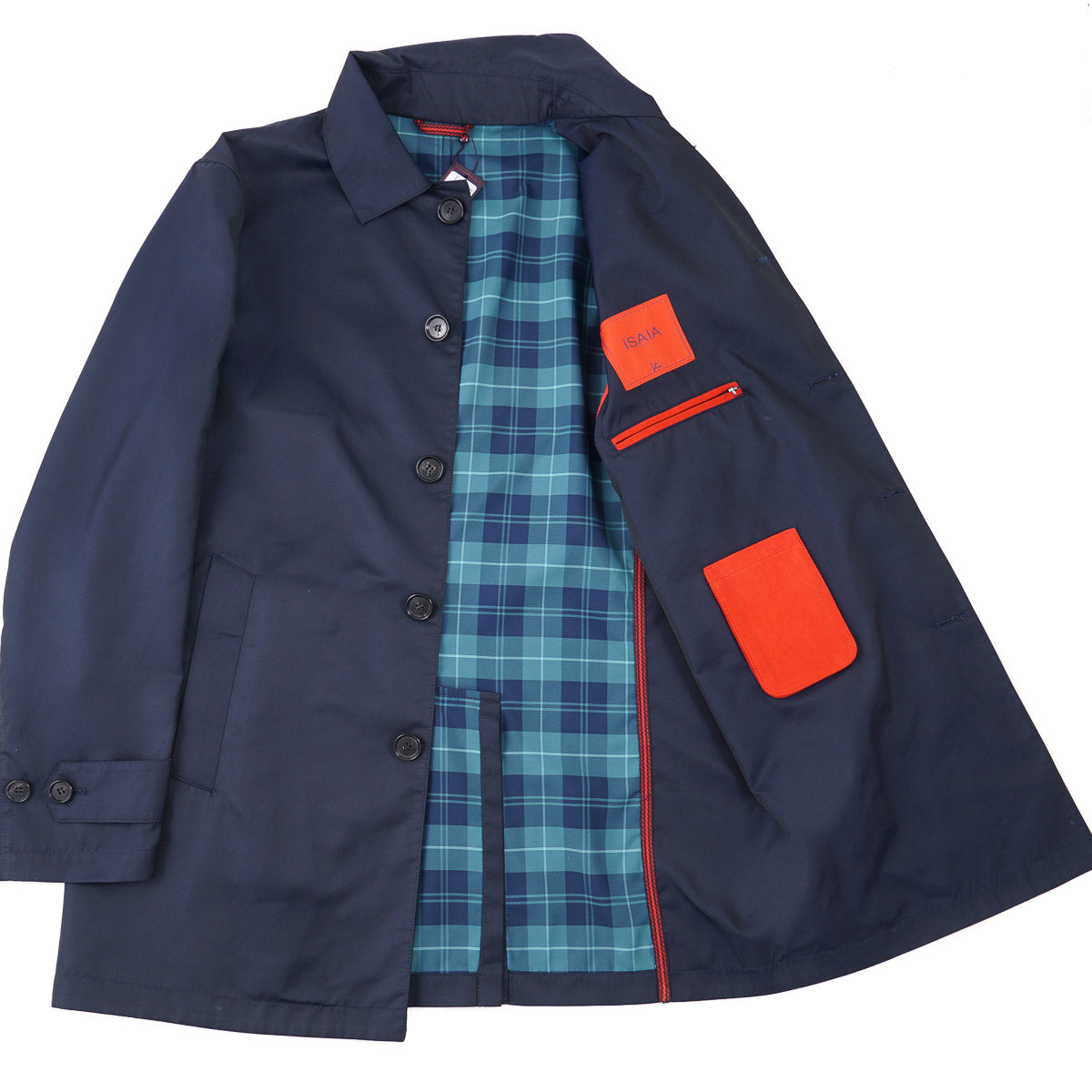 Isaia Light Aqua Fabric Overcoat - Top Shelf Apparel