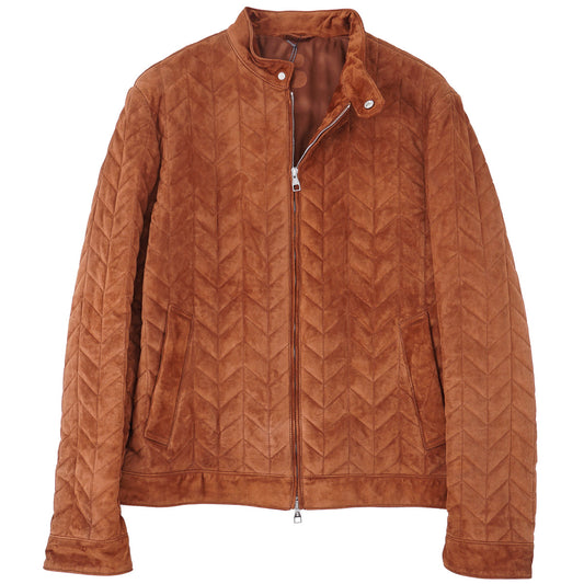 Brett Johnson Quilted Suede Bomber Jacket