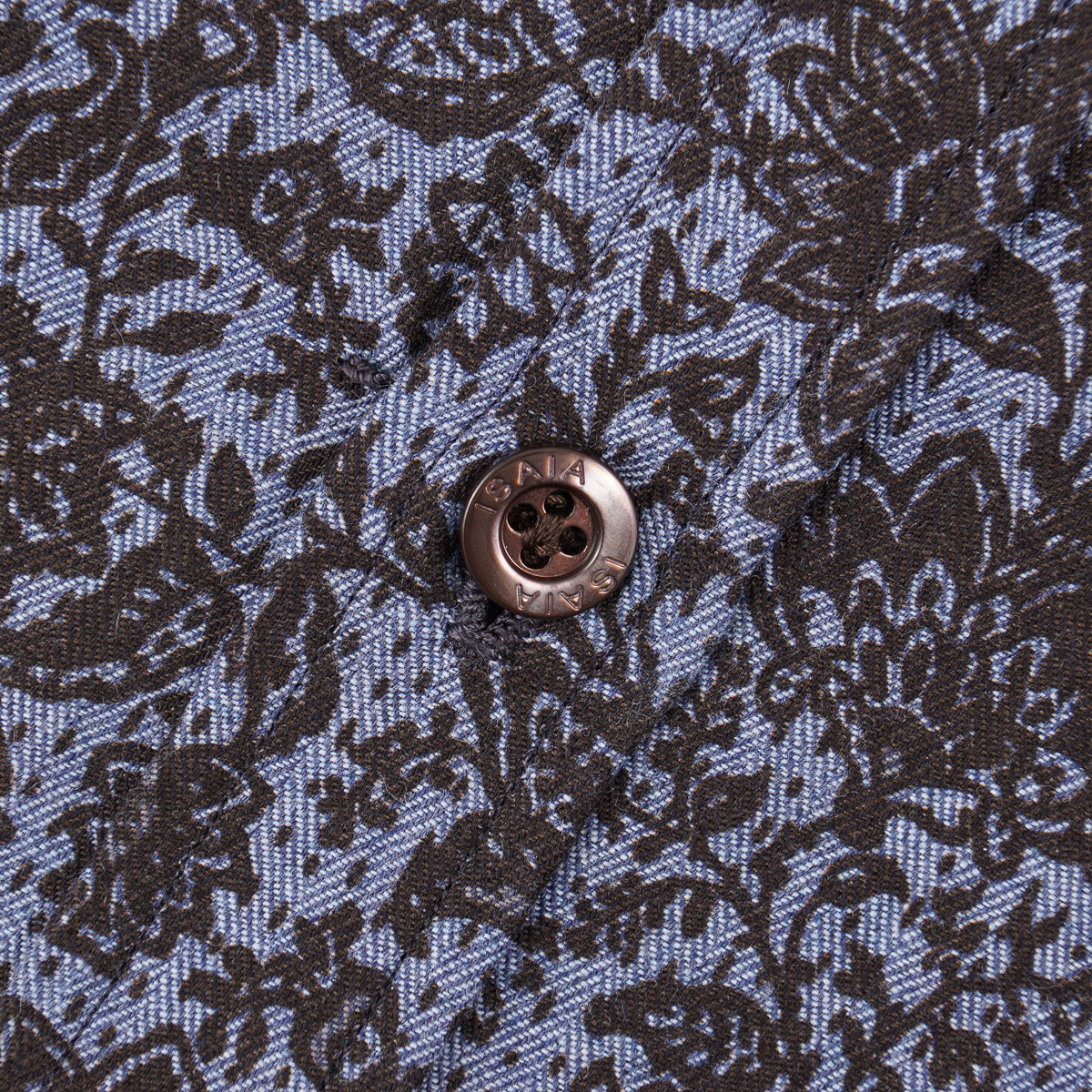 Isaia Paisley Printed Cotton Shirt
