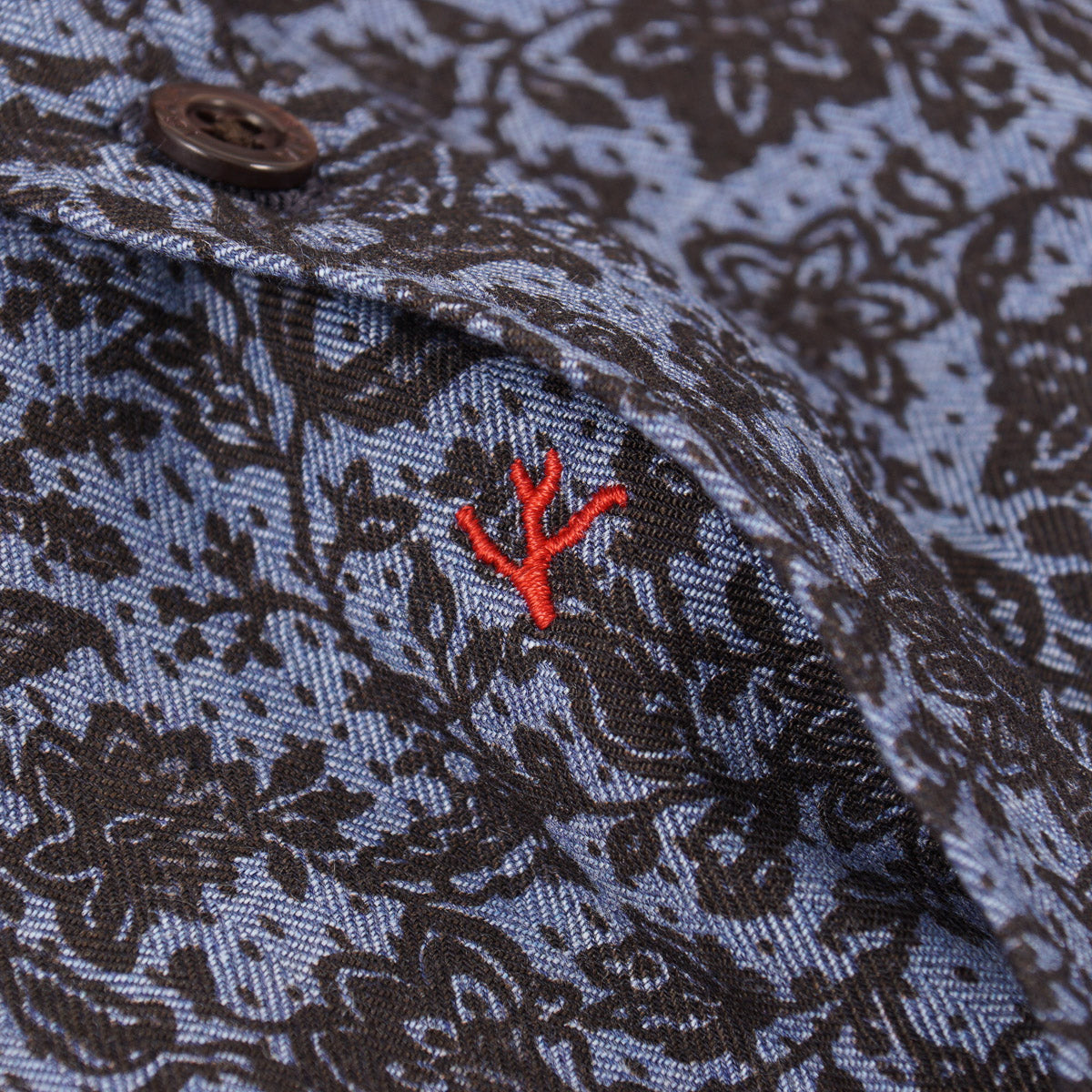 Isaia Paisley Printed Cotton Shirt