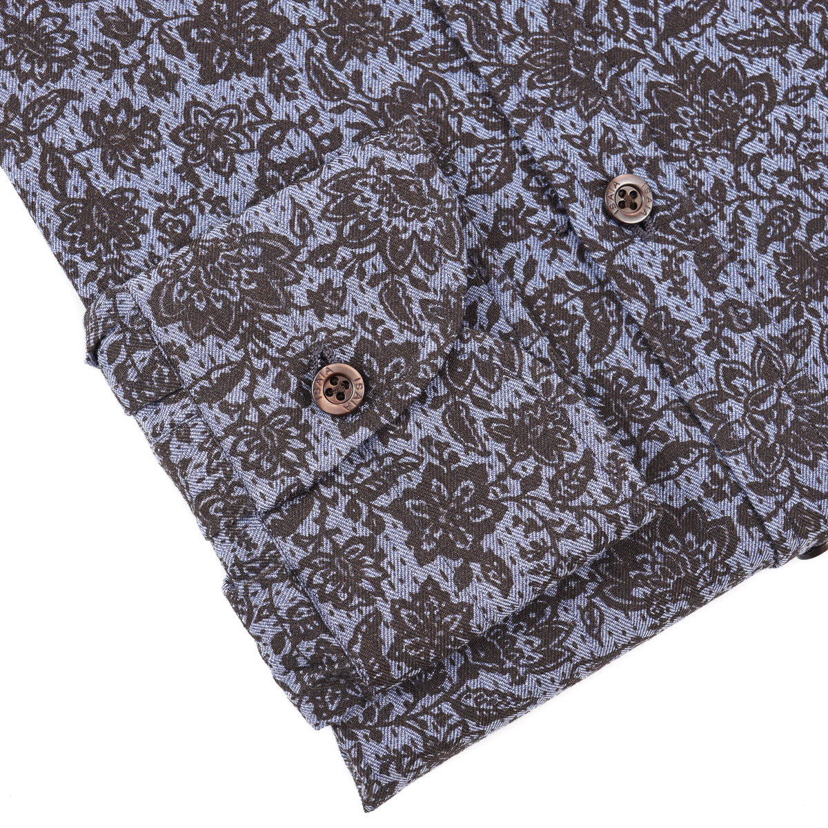 Isaia Paisley Printed Cotton Shirt