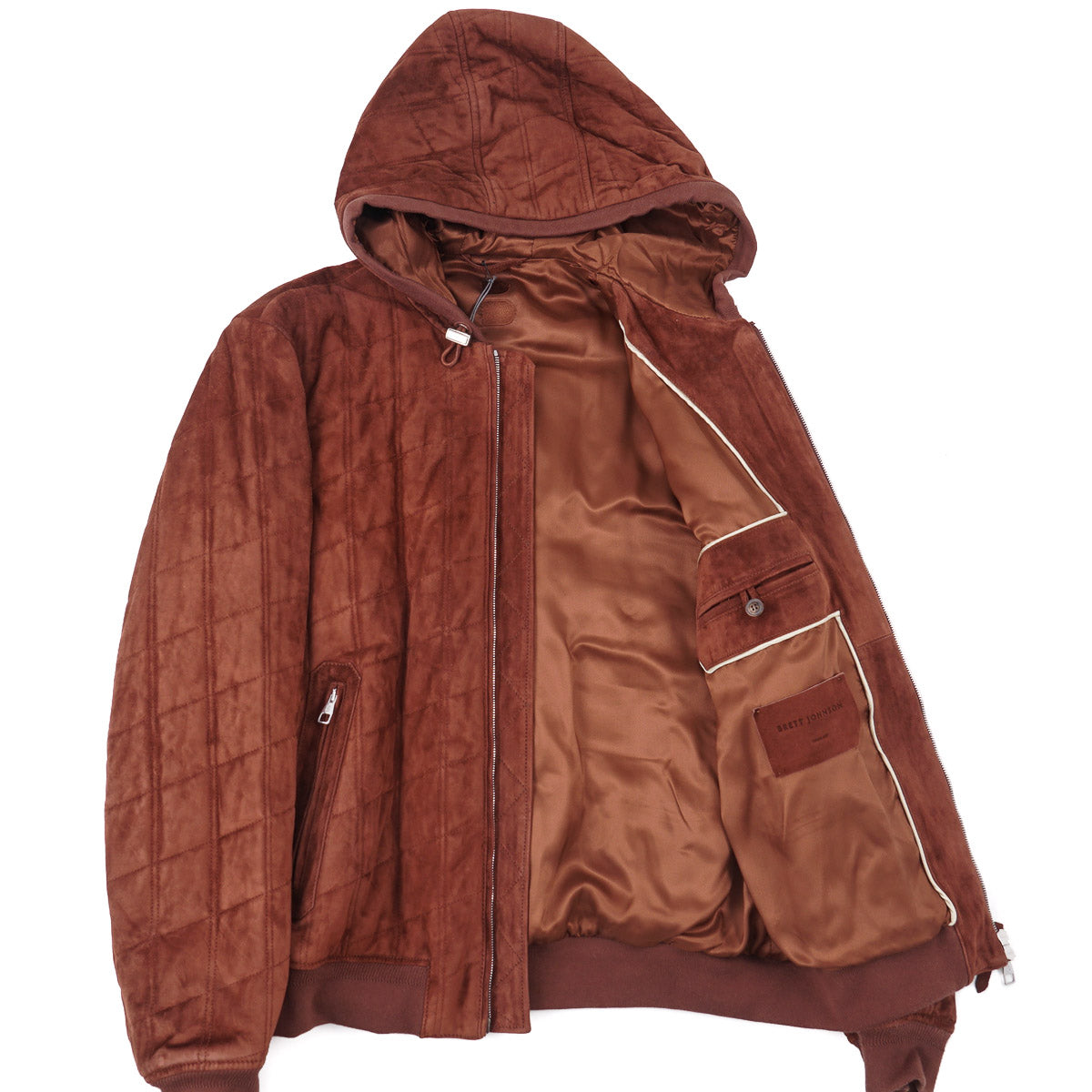 Brett Johnson Quilted Suede Hooded Jacket - Top Shelf Apparel
