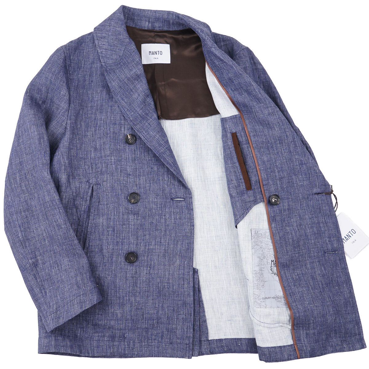 Manto Woven Linen Pea Coat