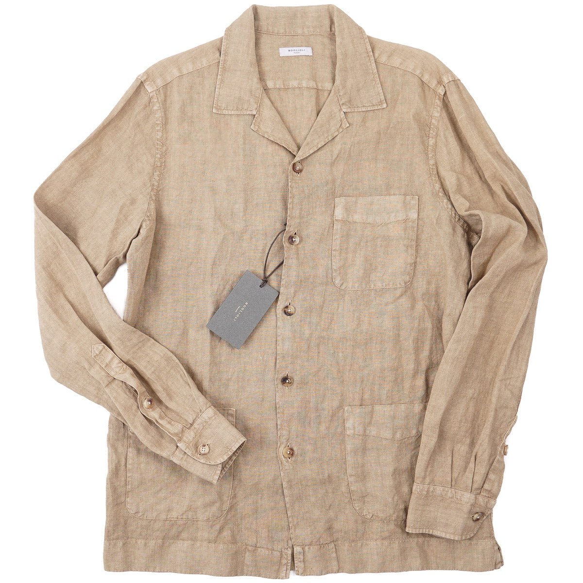 Boglioli Garment-Washed Linen Overshirt
