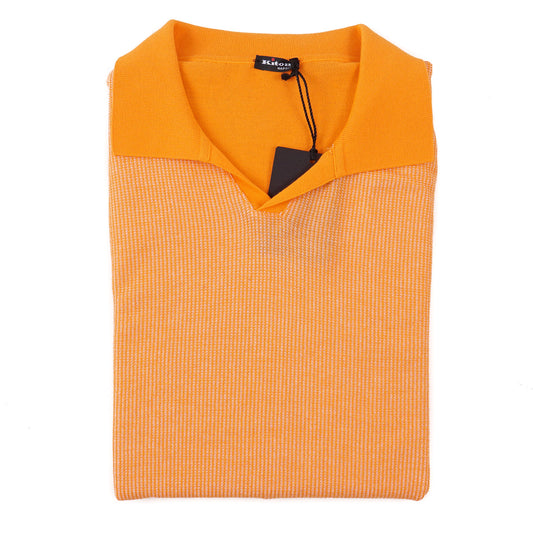 Kiton Short-Sleeve Knit Cotton Polo Sweater