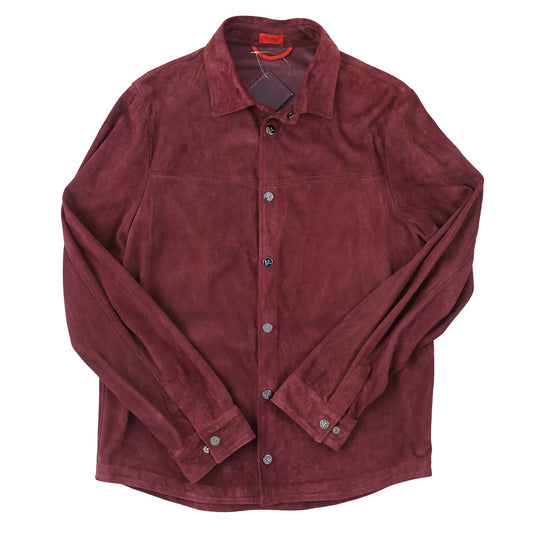 Isaia Lamb Suede Leather Overshirt Jacket