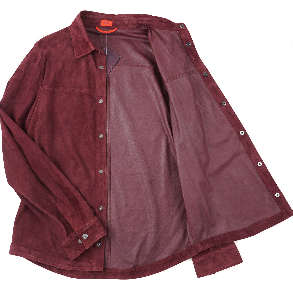 Isaia Lamb Suede Leather Overshirt Jacket