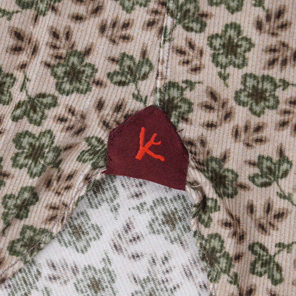 Isaia Floral Patterned Corduroy Shirt