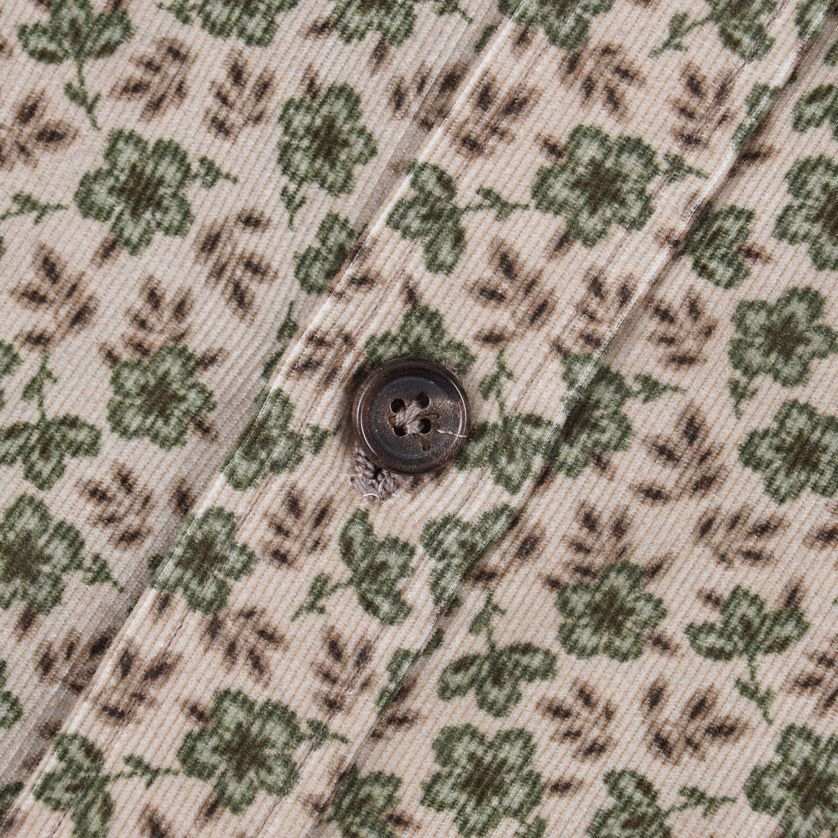 Isaia Floral Patterned Corduroy Shirt