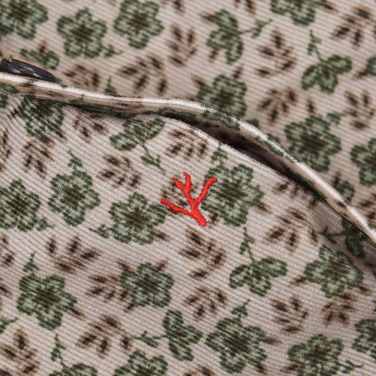 Isaia Floral Patterned Corduroy Shirt