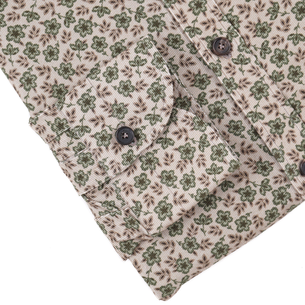 Isaia Floral Patterned Corduroy Shirt