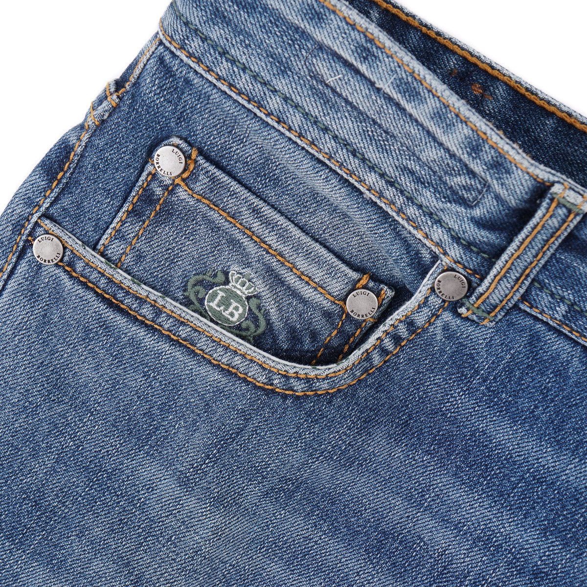 Luigi Borrelli Trim Straight Denim Jeans
