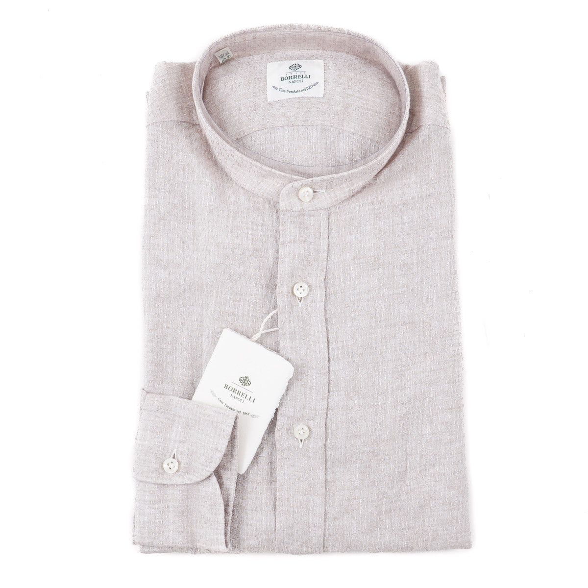 Luigi Borrelli Extrafine Linen Band Collar Shirt - Top Shelf Apparel