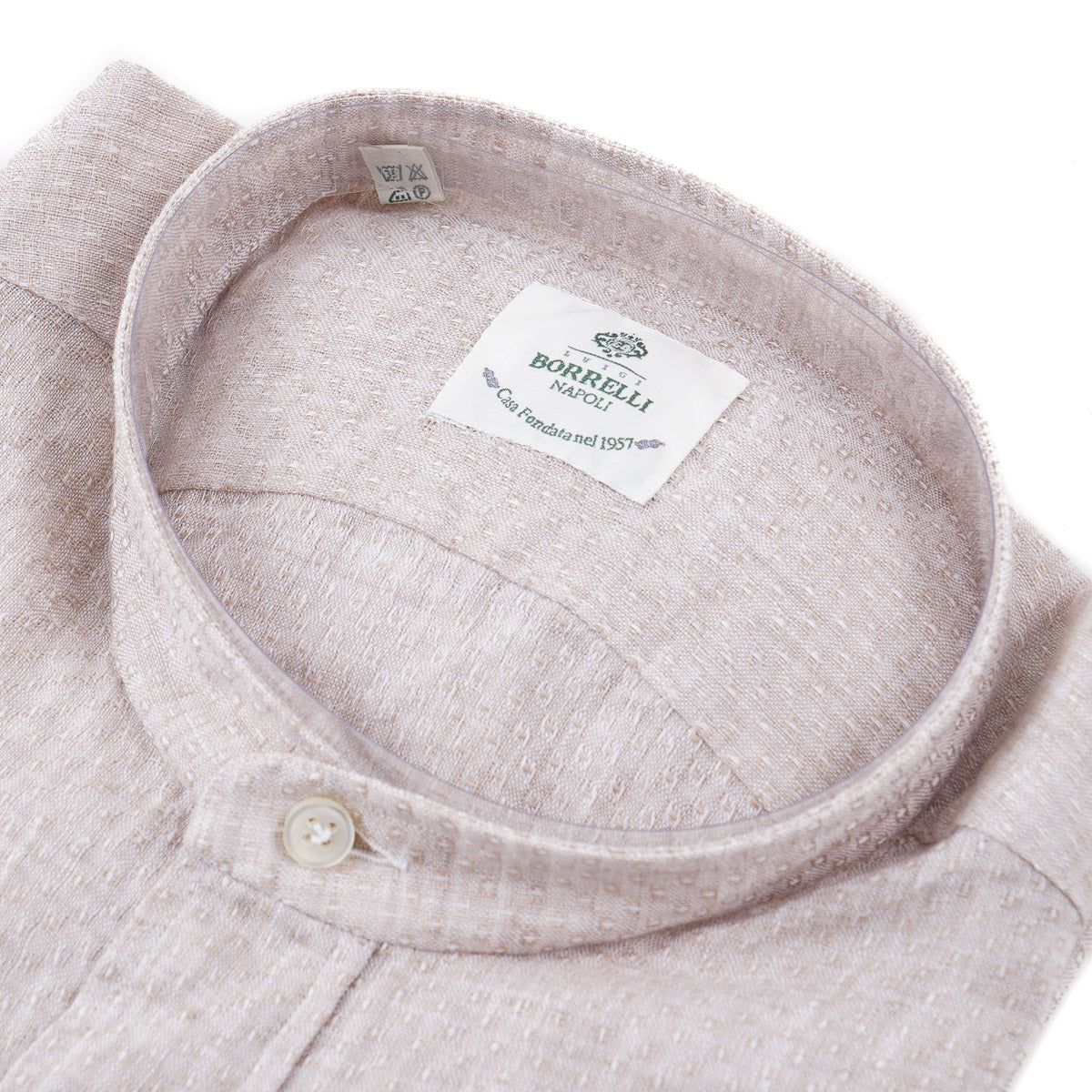 Luigi Borrelli Extrafine Linen Band Collar Shirt - Top Shelf Apparel