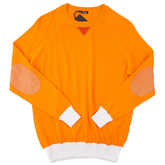 Kiton Cotton Sweater with Suede Details