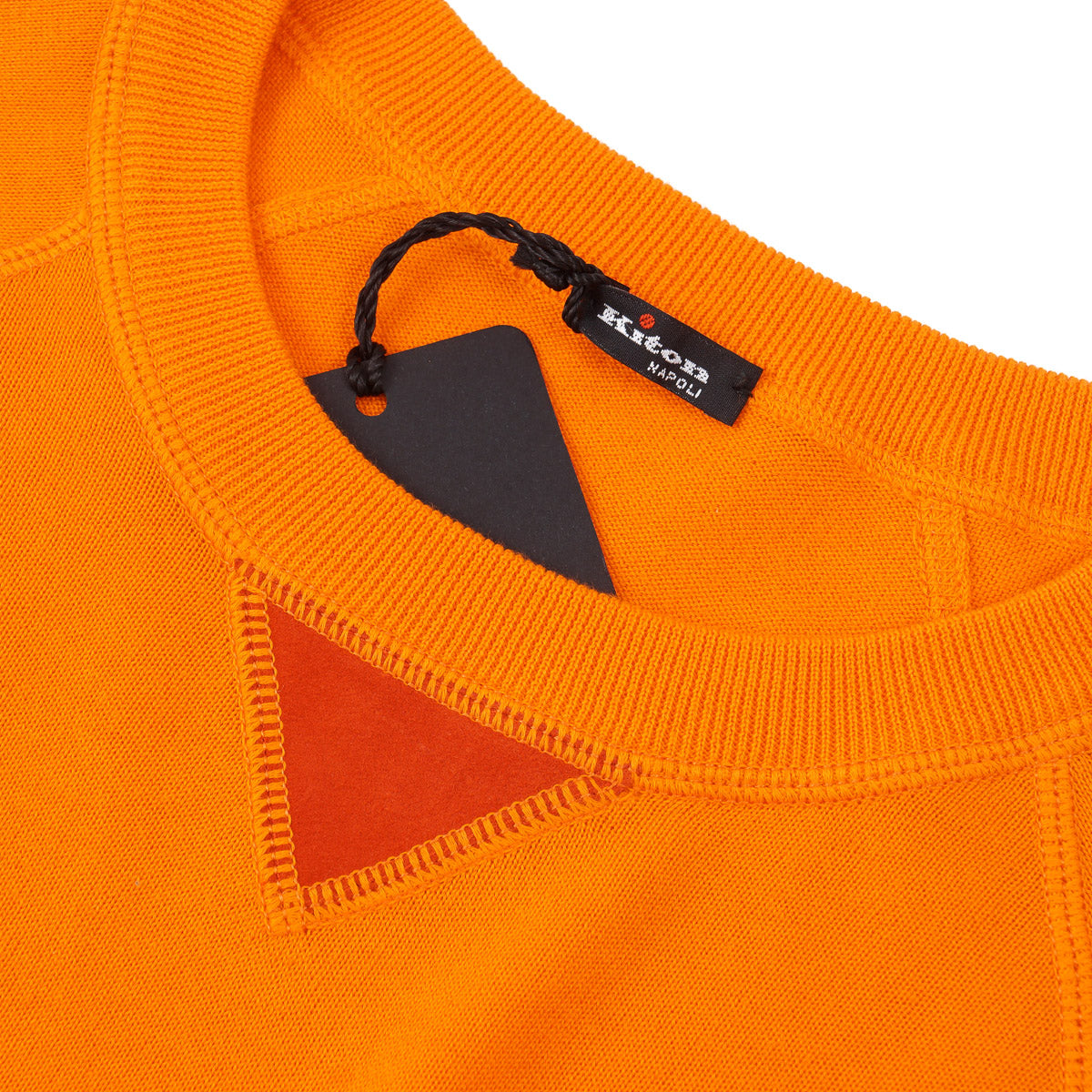 Kiton Cotton Sweater with Suede Details