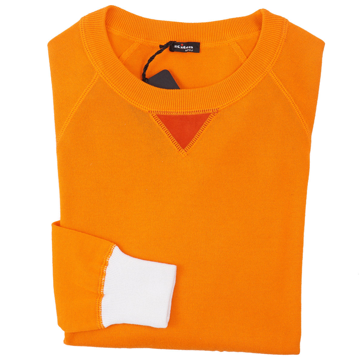 Kiton Cotton Sweater with Suede Details
