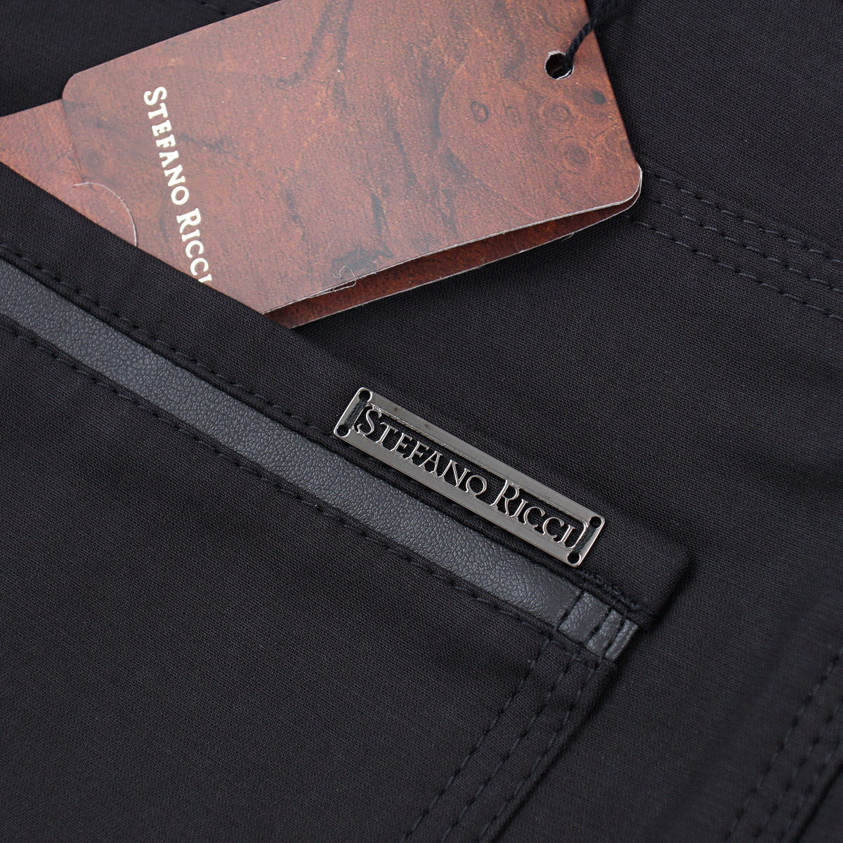 Stefano Ricci 5-Pocket Pants with Leather Details