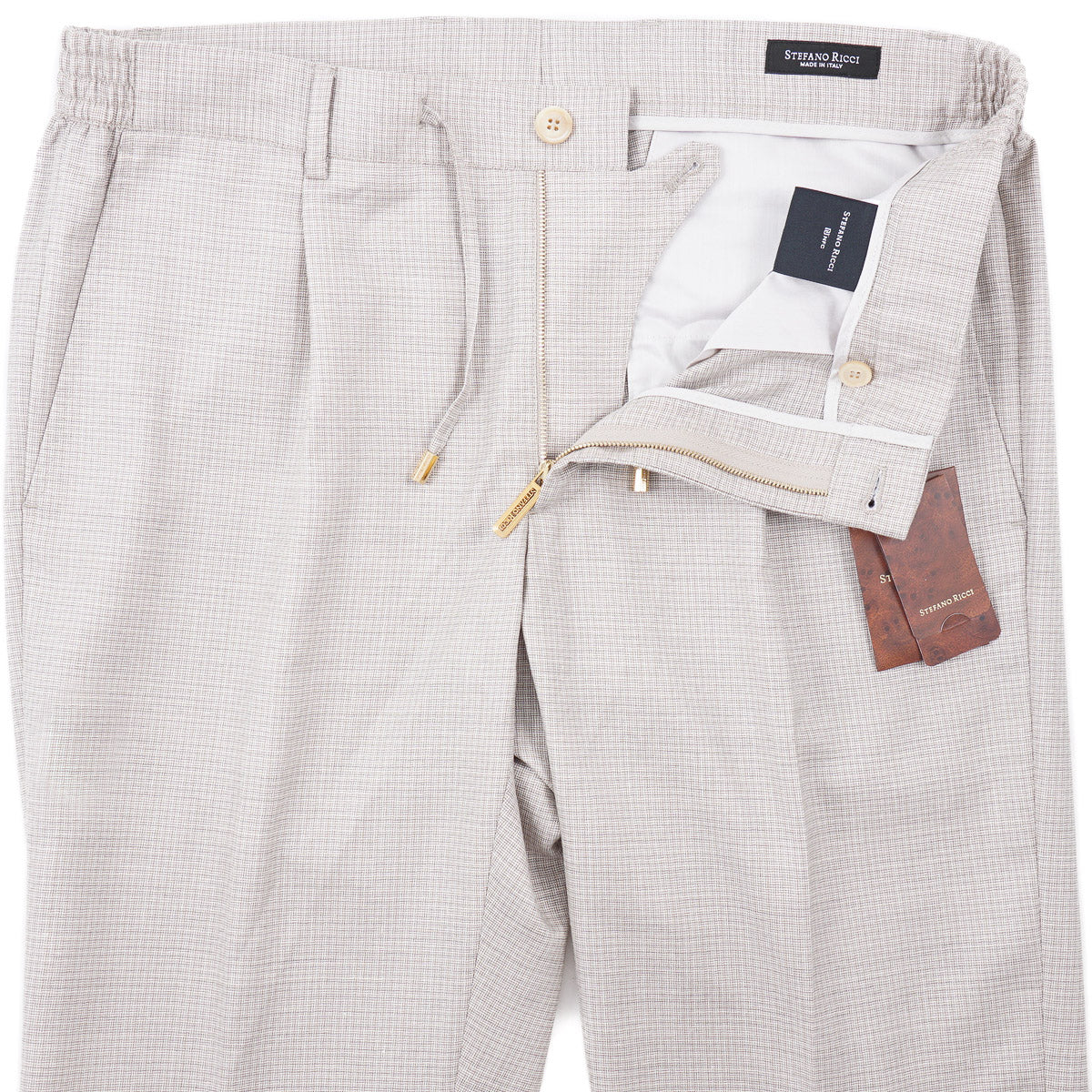 Stefano Ricci Wool-Silk-Linen Drawstring Pants