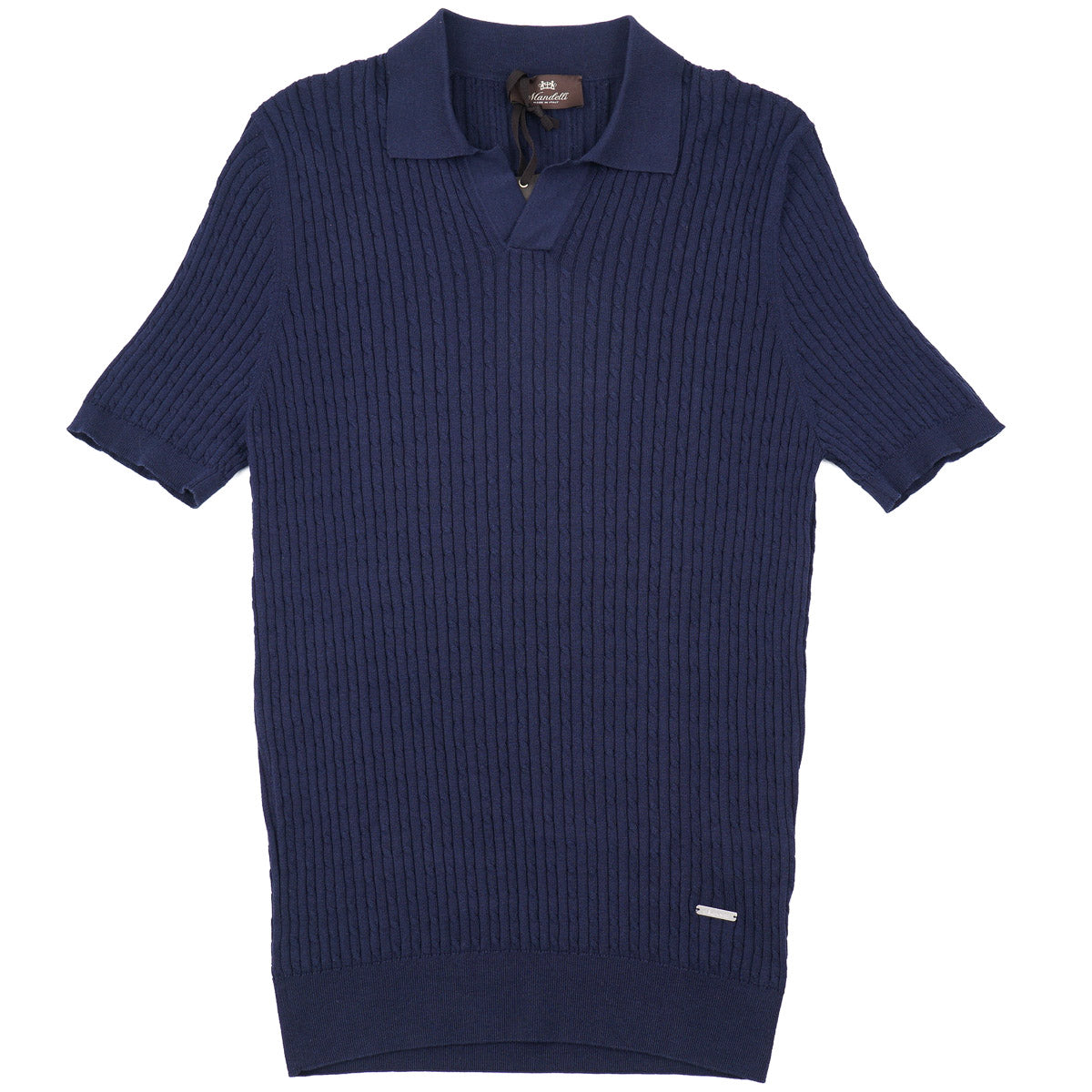 Mandelli Cable Knit Silk-Cotton Polo