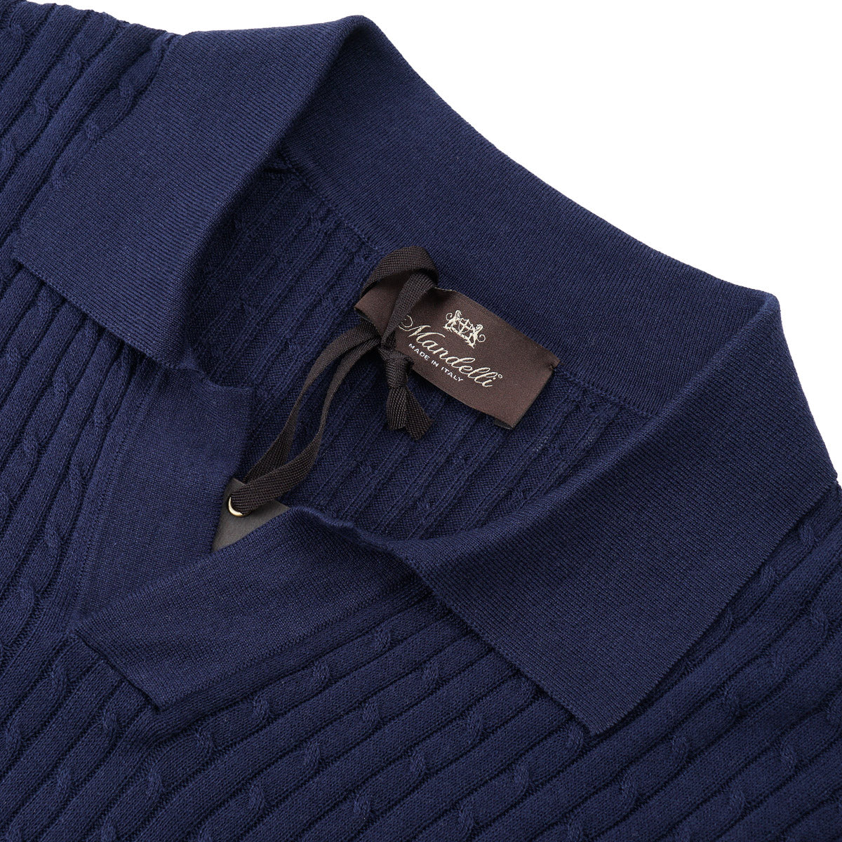 Mandelli Cable Knit Silk-Cotton Polo