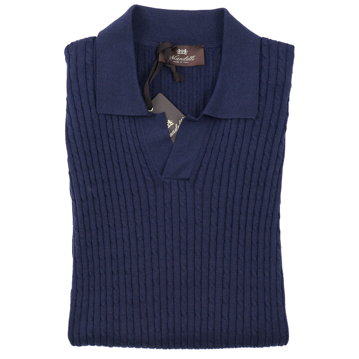 Mandelli Cable Knit Silk-Cotton Polo