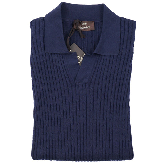 Mandelli Cable Knit Silk-Cotton Polo