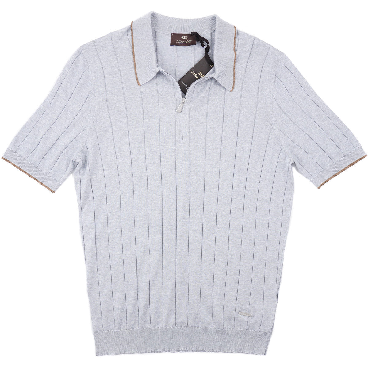 Mandelli Zip-Collar Silk Polo Shirt