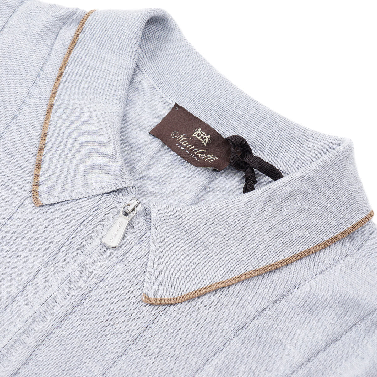 Mandelli Zip-Collar Silk Polo Shirt