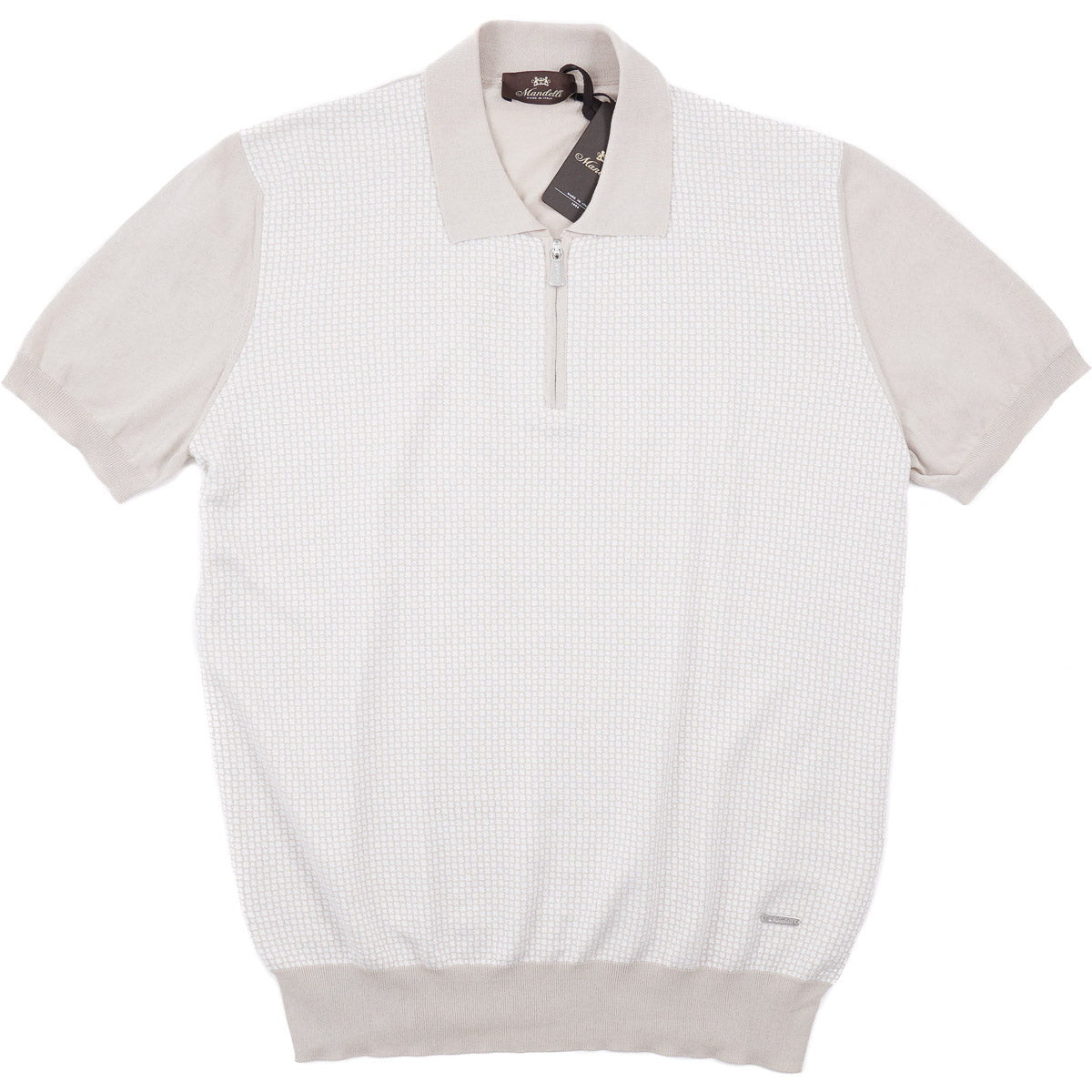 Mandelli Zip-Collar Cotton-Silk Polo
