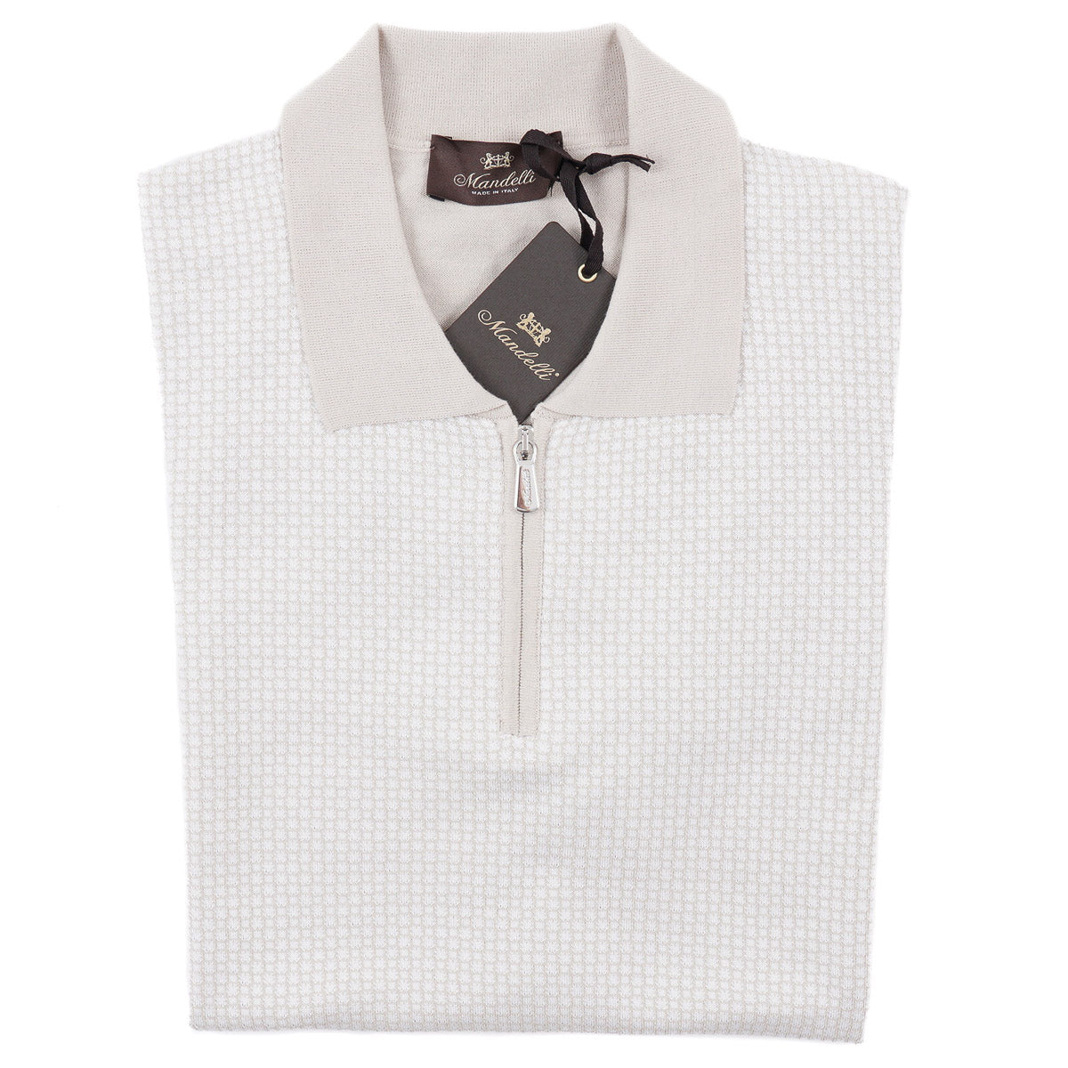 Mandelli Zip-Collar Cotton-Silk Polo