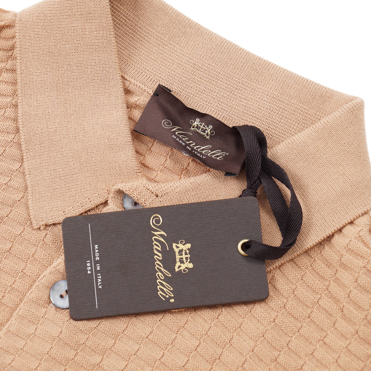 Mandelli Patterned Knit Cotton Polo