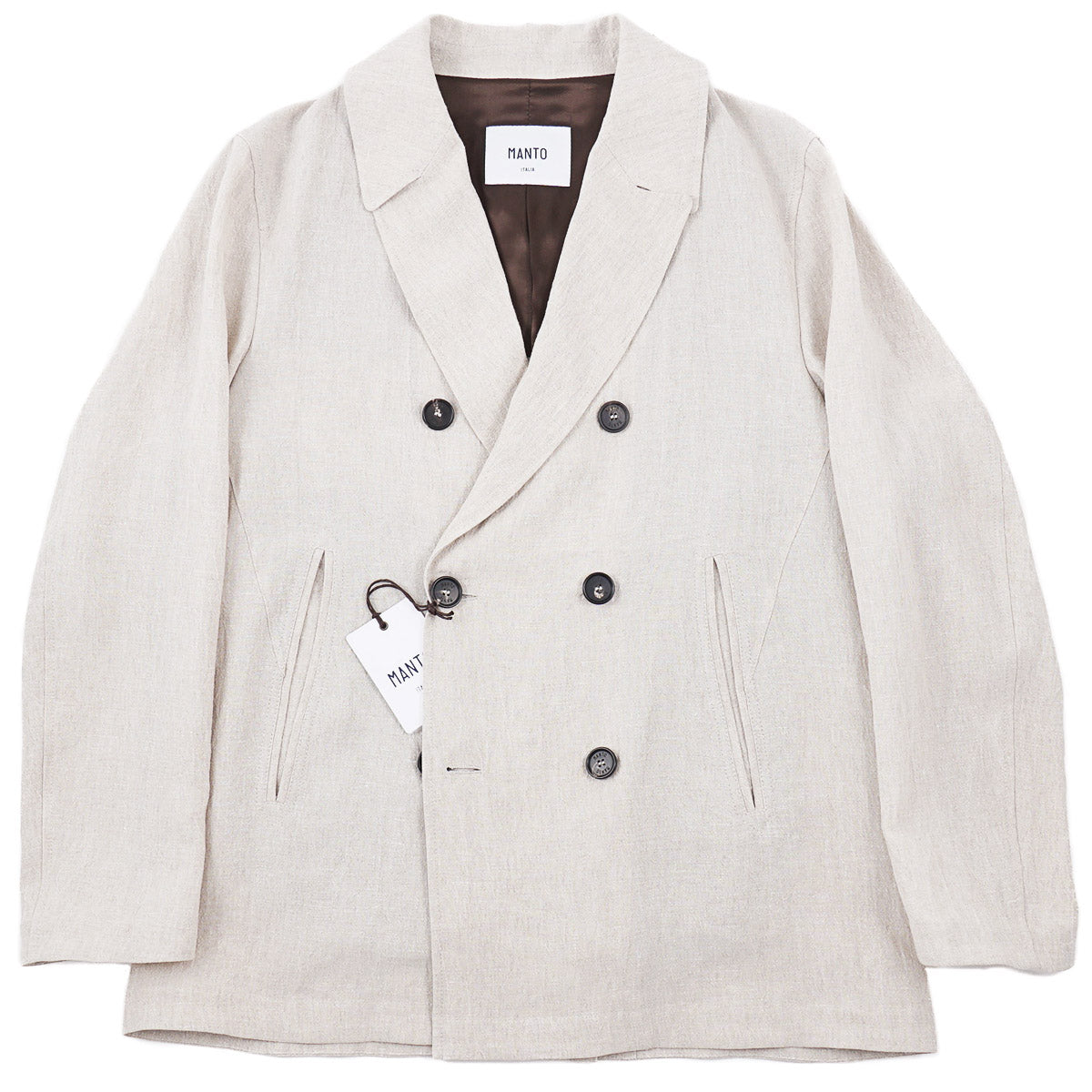 Manto Woven Linen Pea Coat