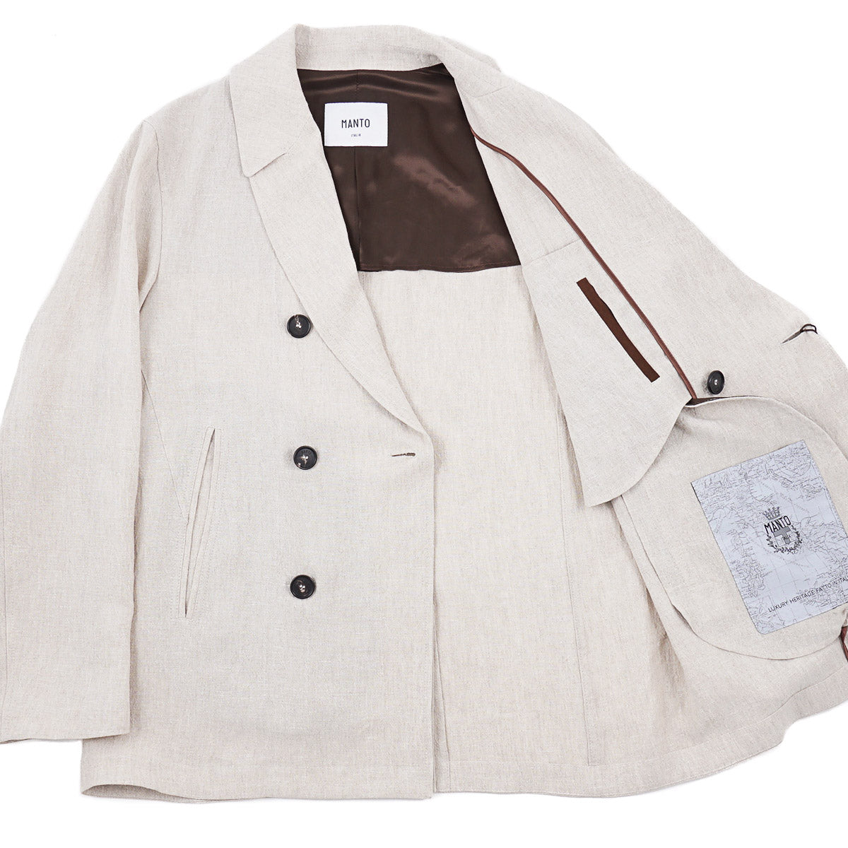 Manto Woven Linen Pea Coat