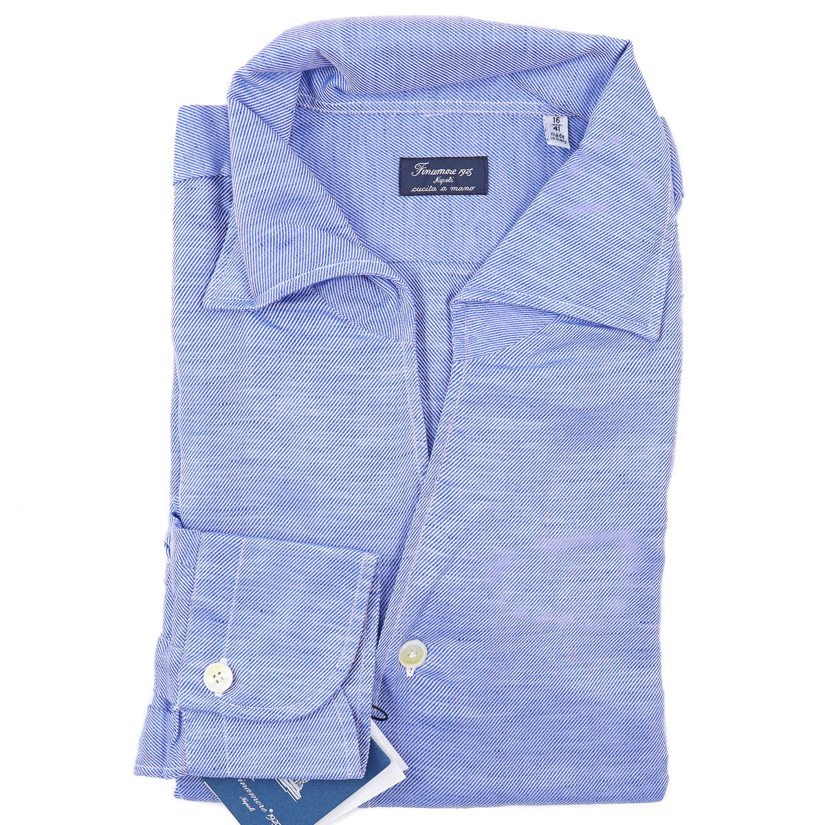 Finamore Cotton-Linen Spread Collar Shirt