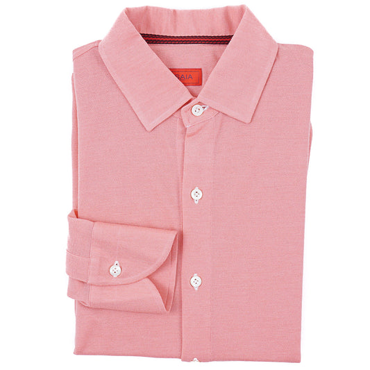 Isaia Pique Knit Cashmere-Silk Shirt