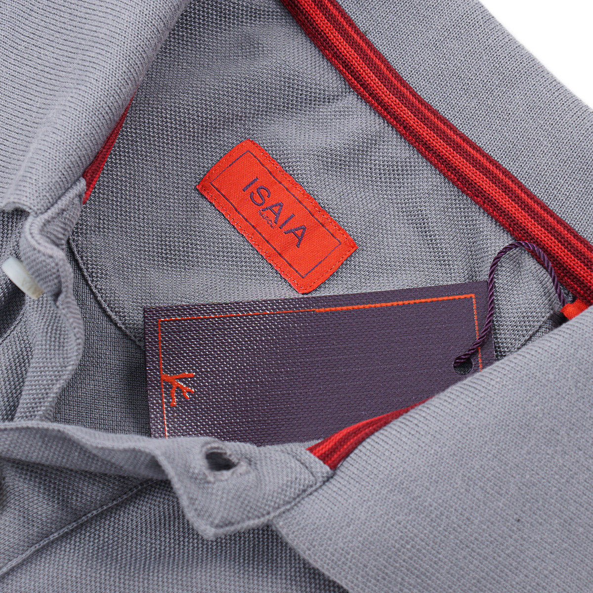 Isaia Pique Polo with Coral Branch