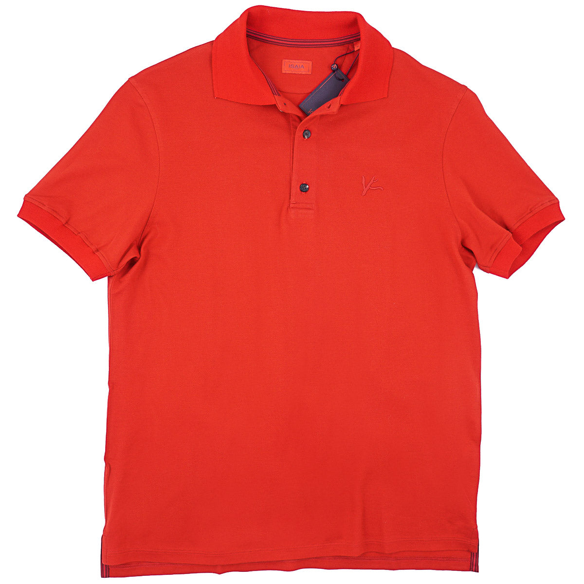 Isaia Pique Polo with Coral Branch