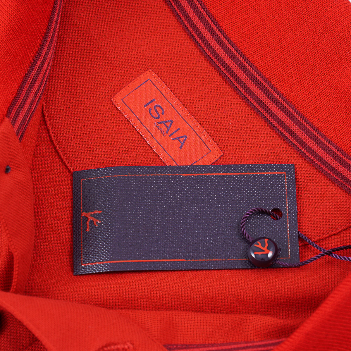 Isaia Pique Polo with Coral Branch