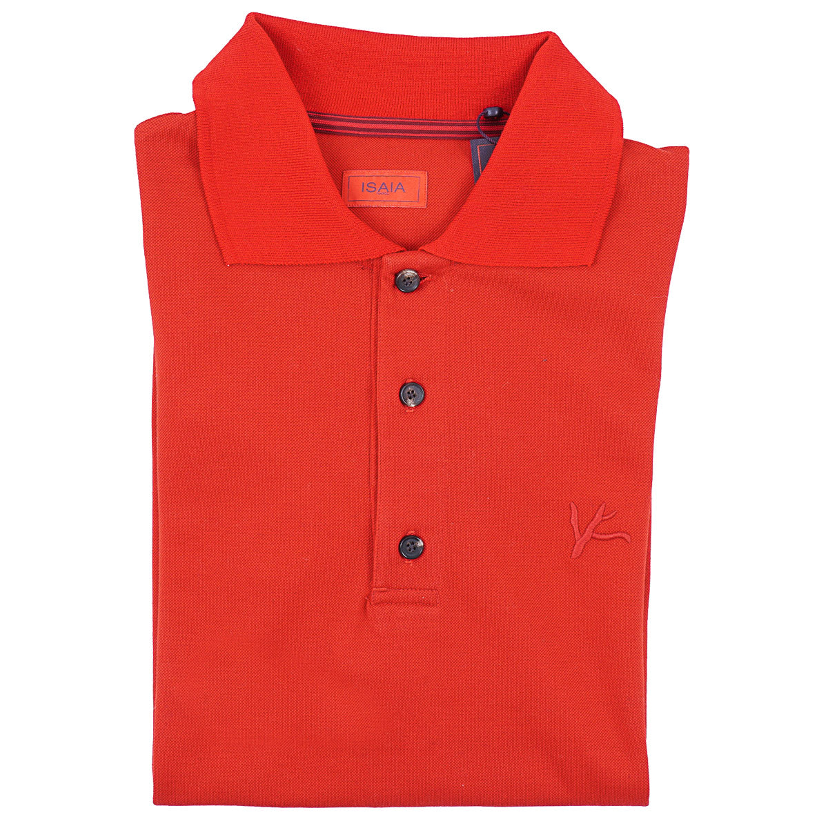 Isaia Pique Polo with Coral Branch