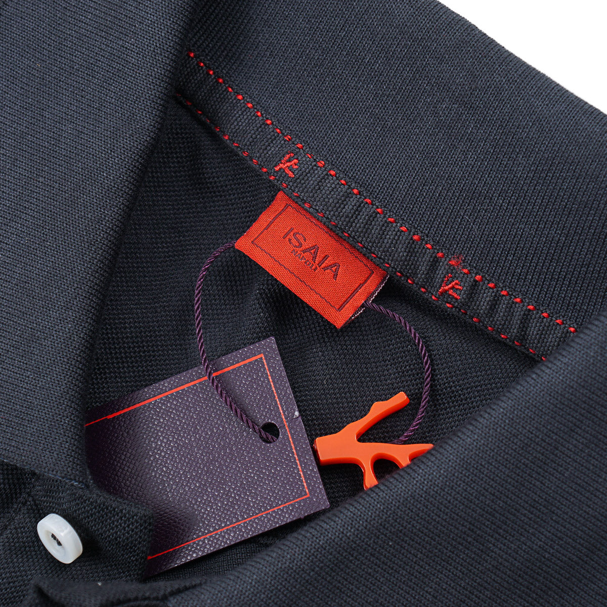 Isaia Pique Polo with Coral Branch